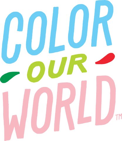 Text "Color Our World" words stacked on top of each other