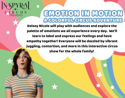 Emotion in Motion flyer with photo of performer Kelsey