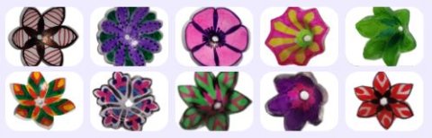 Plastic Flowers in different patterns and variations.