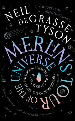 Merlin's Tour of the Universe book cover; black cover with spiral title text.