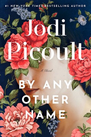 By Any Other Name book cover. Pink flowers over the profile of a woman's face. Title text in white.