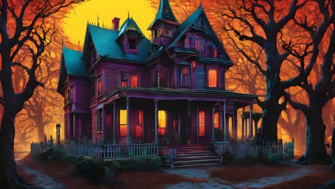 Martina Stokow has released this “Scary Halloween House Illustration” image under Public Domain license. 