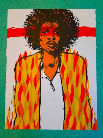 Art print by Jermaine Rogers featuring an image of musician Jimi Hendrix