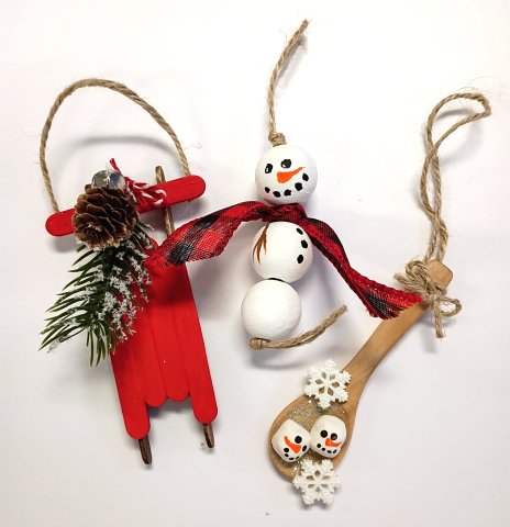 Wooden Christmas ornaments from this event