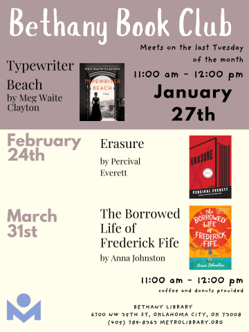 An image of the Bethany Book Club Poster