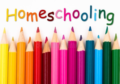 A row of colored pencils with the word "homeschooling" above them.