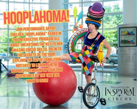 person on unicycle wearing several hats.