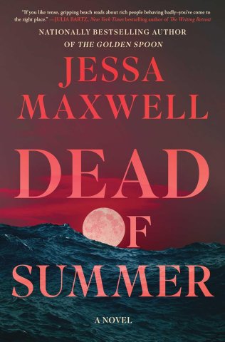  Cover of 'Dead of Summer' by Jessa Maxwell with a red sunset background and a small hill