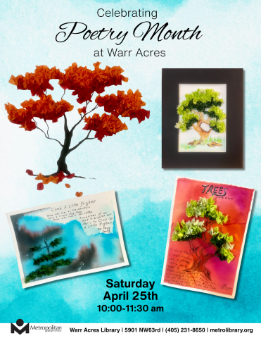 Celebrating Poetry Month at Warr Acres - Saturday, April 25th, 10-11:30 am