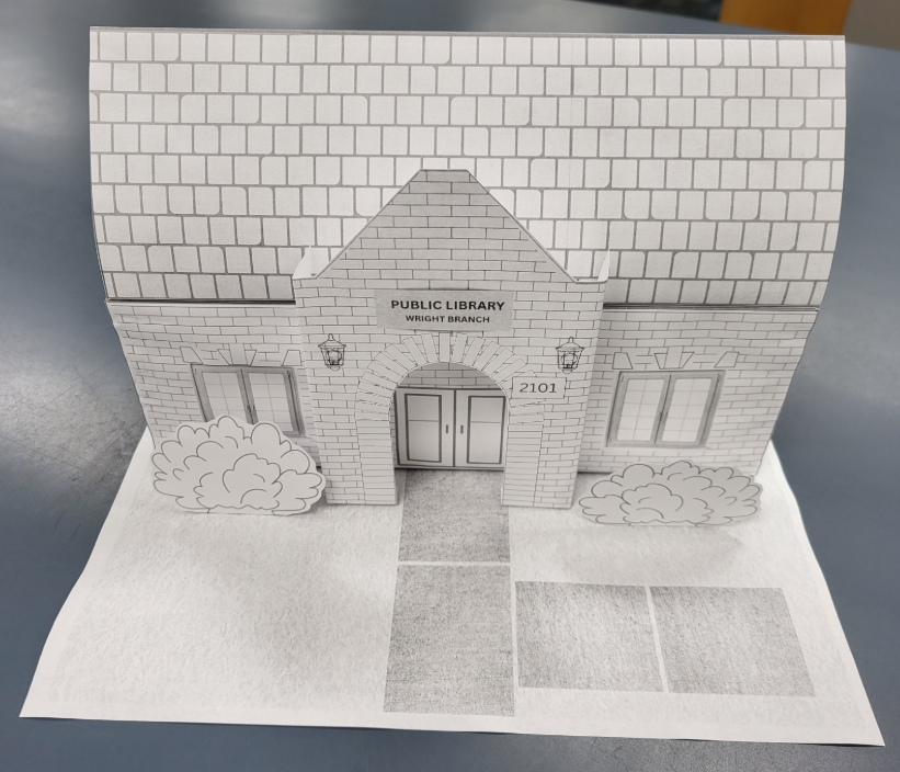Picture of the Wright Library paper replica designed by Cindy Trebes