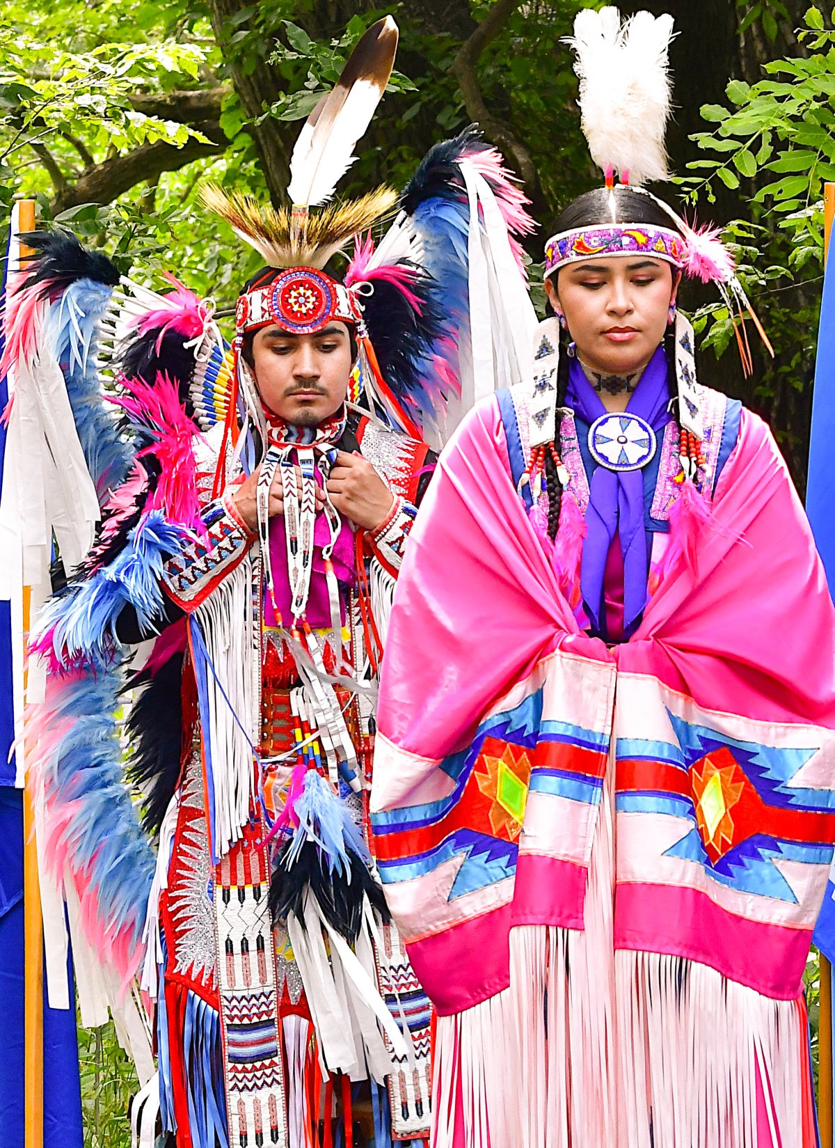 Photo of the Fancy Dancers in regalia