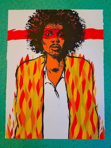 Art print by Jermaine Rogers featuring an image of musician Jimi Hendrix