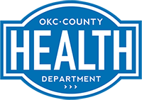  Logo featuring Blue background and white text OKC- County Heath Department.