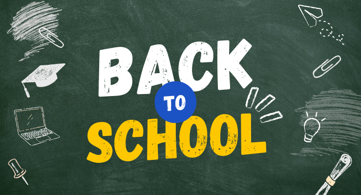 Back to School written on a chalkboard