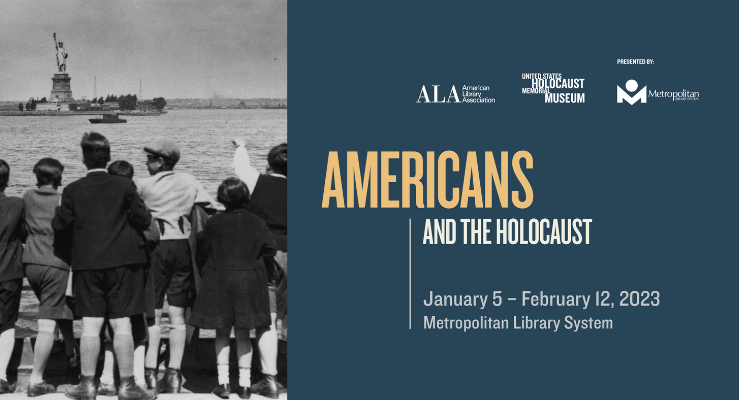 Americans and the Holocaust Exhibit Slider with dates January 5 - February 12, 2023